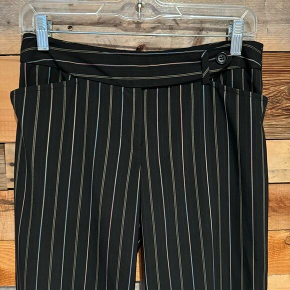 Trina Turk Y2K Pinstripe Low Rise Bootcut Trouser 0 Black Officecore Preppy 2000 - Picture 3 of 13